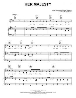 page one of Her Majesty (Piano, Vocal & Guitar Chords (Right-Hand Melody))