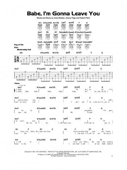 page one of Babe, I'm Gonna Leave You (Really Easy Guitar)