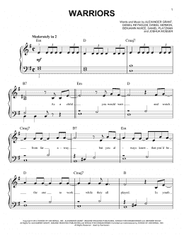 page one of Warriors (Easy Piano)