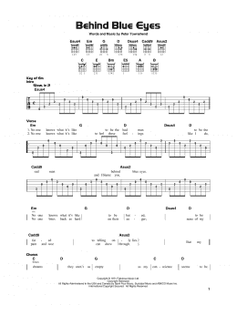 page one of Behind Blue Eyes (Really Easy Guitar)