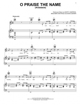 page one of O Praise The Name (Anastasis) (Piano, Vocal & Guitar Chords (Right-Hand Melody))