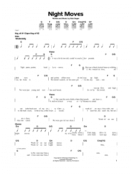 page one of Night Moves (Really Easy Guitar)