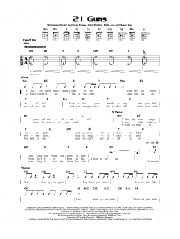 page one of 21 Guns (Really Easy Guitar)