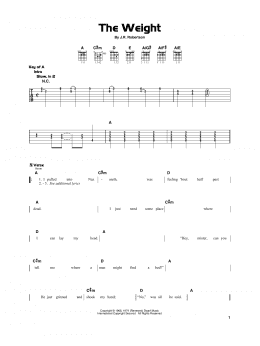 page one of The Weight (Really Easy Guitar)