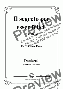 page one of Donizetti-Il segreto per esser felici,from 'Lucrezia Borgia',in C Major,for Voice and Piano