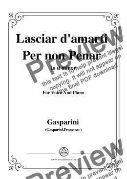 page one of Gasparini-Lasciar d'amarti Per non Penar,in d minor,for Vioce and Piano