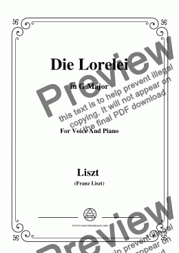 page one of Liszt-Die Lorelei in G Major,for Voice&Pno