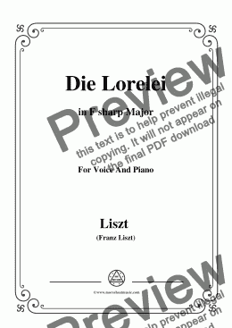 page one of Liszt-Die Lorelei in F sharp Major,for Voice&Pno