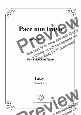 page one of Liszt-Pace non trovo in b flat minor,for Voice&Pno