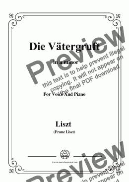 page one of Liszt-Die Vätergruft in a minor,for Voice&Pno