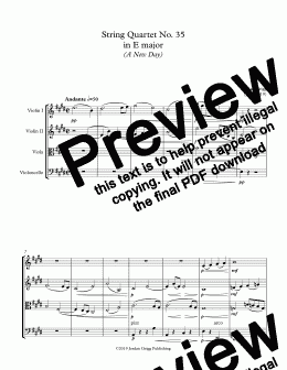 page one of String Quartet No 35 in E major (A New Day) - Score and parts