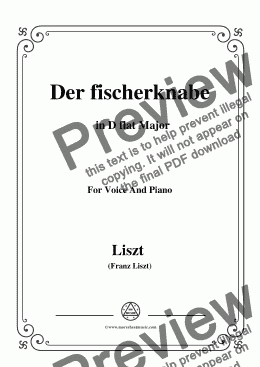 page one of Liszt-Der fischerknabe in D flat Major,for Voice&Pno