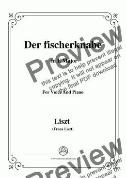 page one of Liszt-Der fischerknabe in E Major,for Voice&Pno