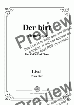 page one of Liszt-Der hirt in B flat Major,for Voice&Pno