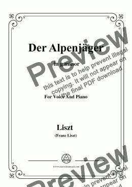 page one of Liszt-Der Alpenjäger in g minor,for Voice&Pno