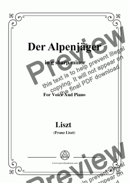 page one of Liszt-Der Alpenjäger in g sharp minor,for Voice&Pno