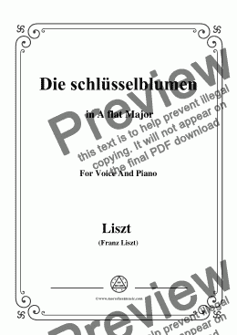 page one of Liszt-Die schlüsselblumen in A flat Major,for Voice&Pno