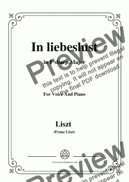 page one of Liszt-In liebeslust in F sharp Major,for Voice&Pno