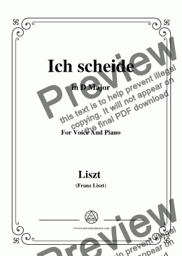 page one of Liszt-Ich scheide in D Major,for Voice&Pno