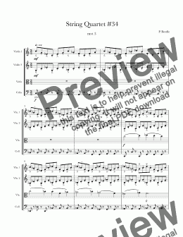 page one of String Quartet #34 movement 3