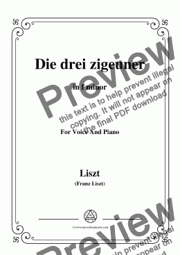 page one of Liszt-Die drei zigeuner in f minor,for Voice&Pno