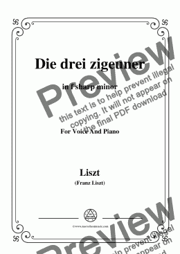 page one of Liszt-Die drei zigeuner in f sharp minor,for Voice&Pno