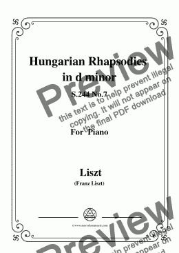 page one of Liszt-Hungarian Rhapsodies,S.244 No.7 in d minor,for Voice and Piano