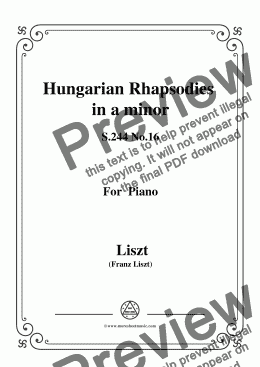 page one of Liszt-Hungarian Rhapsodies, S.244 No.16 in a minor,for Piano