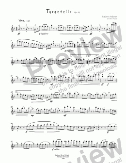 page one of Andersen, Tarantella   for solo flute