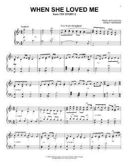 page one of When She Loved Me (from Toy Story 2) (Piano Solo)