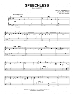 page one of Speechless (from Disney's Aladdin) (Piano Solo)