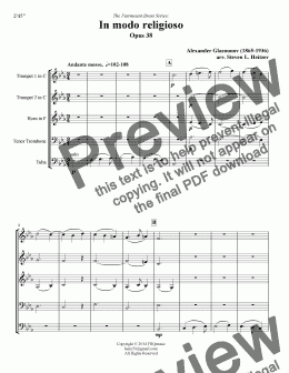 page one of In Modo Religioso - brass QUINTET