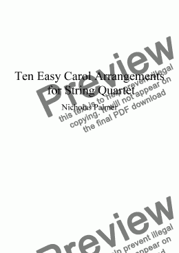 page one of Ten Easy Carol Arrangements for String Quartet vol. 3