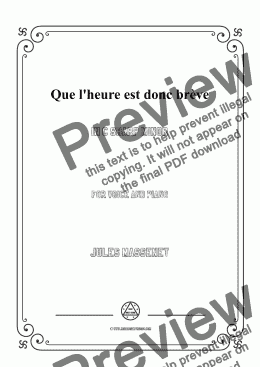 page one of Massenet-Que l'heure est donc brève in c sharp minor,for Voice&Pno