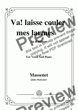 page one of Massenet-Va!laisse couler mes larmes,from 'Werther',in d minor,for Voice and Piano