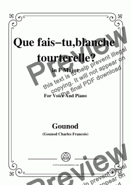 page one of Gounod-Que fais tu,blanche tourterelle,from 'Roméo et Juliette',in F Major,for Voice and Piano