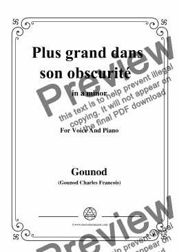 page one of Gounod-Plus grand dans son obscurité,from 'La Reine de Saba',in a minor,for Voice and Piano