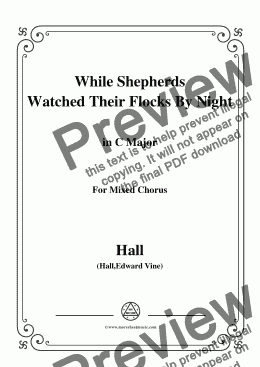 page one of Hall-While Shepherds Watched Their Flocks by night,in C Major,For Quatre Chorales