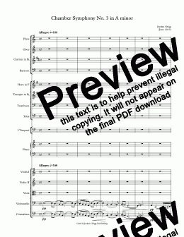 page one of Chamber Symphony No 3 in A minor - Score and parts