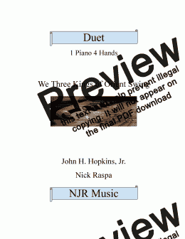 page one of We Three Kings of Orient Swing (1 piano 4 hands) intermediate