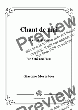 page one of Meyerbeer-Chant de mai in E flat Major,for Voice&Piano