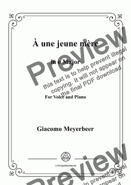 page one of Meyerbeer-À une jeune mère in E Major,for Voice&Piano