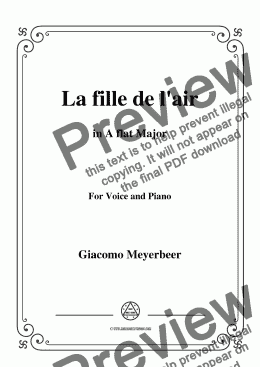 page one of Meyerbeer-La fille de l'air in A flat Major,for Voice&Piano