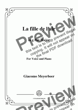 page one of Meyerbeer-La fille de l'air in G flat Major,for Voice&Piano