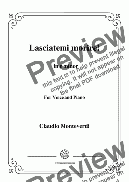 page one of Monteverdi-Lasciatemi morire! in e minor,for Voice&Pno