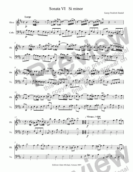 page one of Sonata VI  for oboe &cello