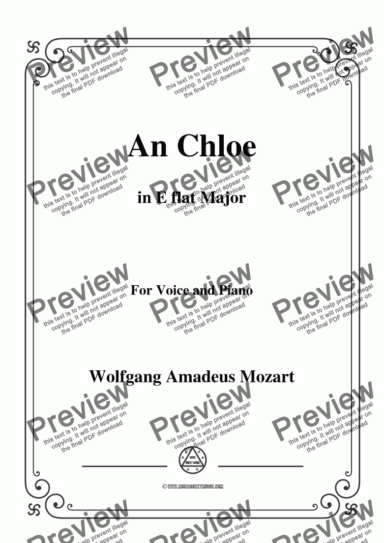 Mozart-An Chloe in E flat Major,for Voice&Piano - Sheet Music PDF file