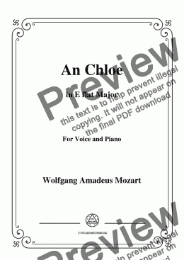 page one of Mozart-An Chloe in E flat Major,for Voice&Piano