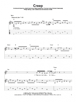 page one of Creep (Guitar Tab (Single Guitar))