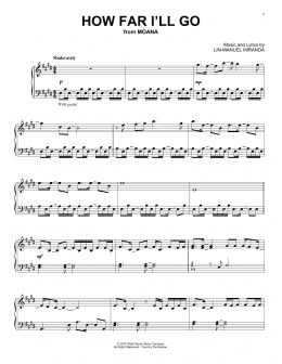 page one of How Far I'll Go (from Moana) (Piano Solo)